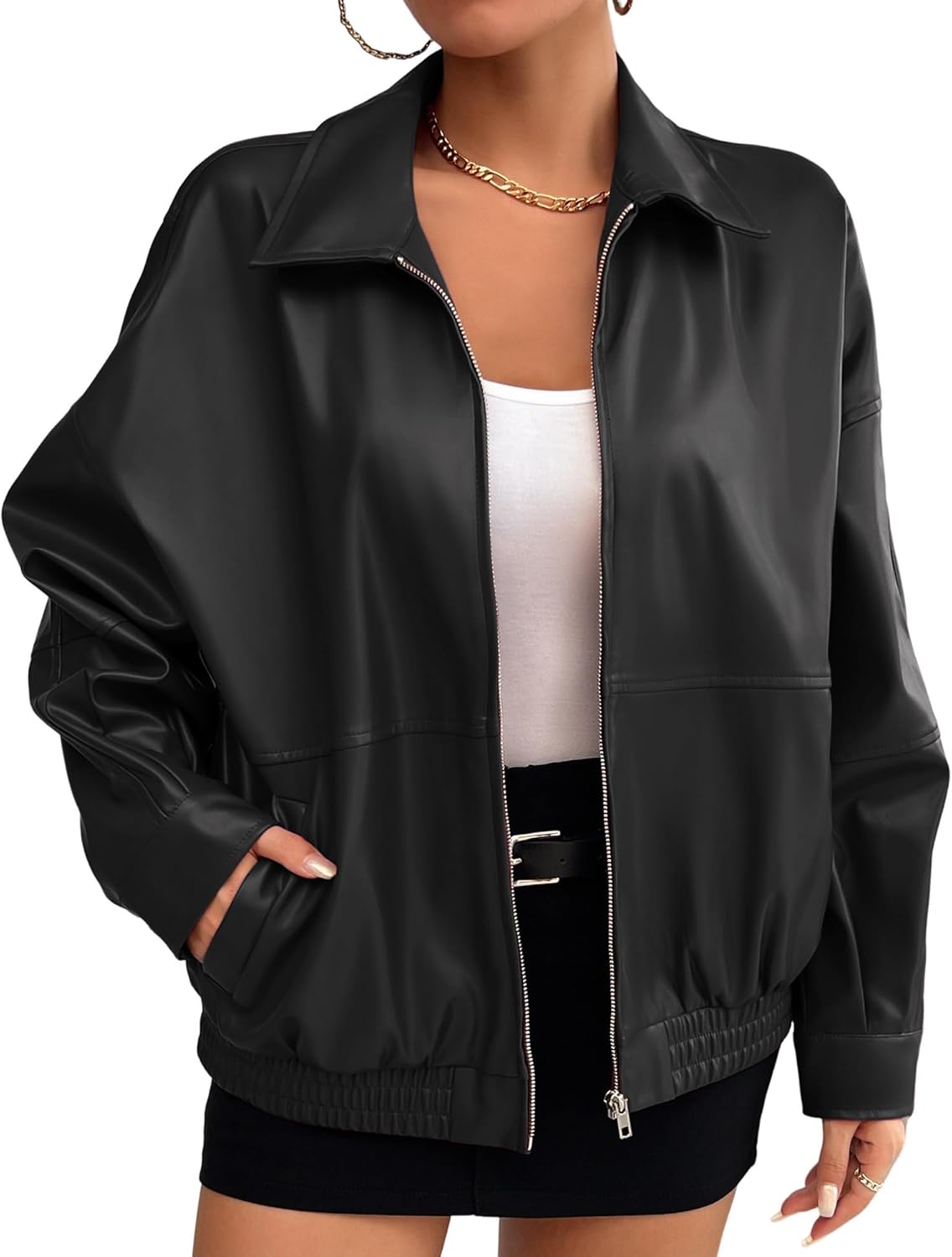 Womens Faux Leather Jacket Oversized Jacket Fall Winter Outfits for Women 2026